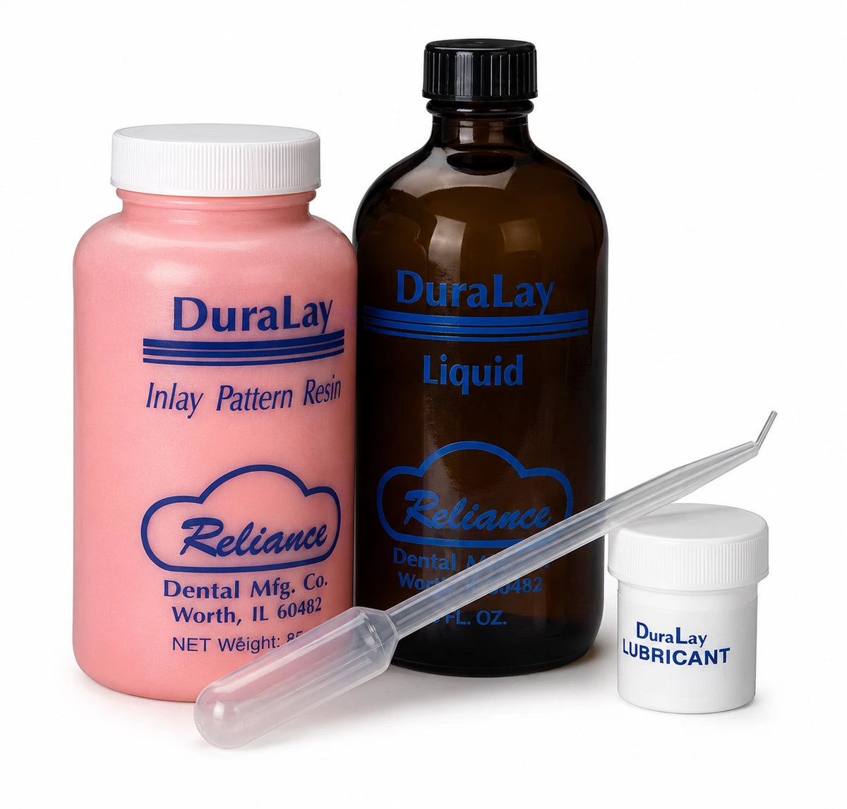 Duralay Inlay Pattern Resin 2 oz Powder and 2 oz Liquid RED Color